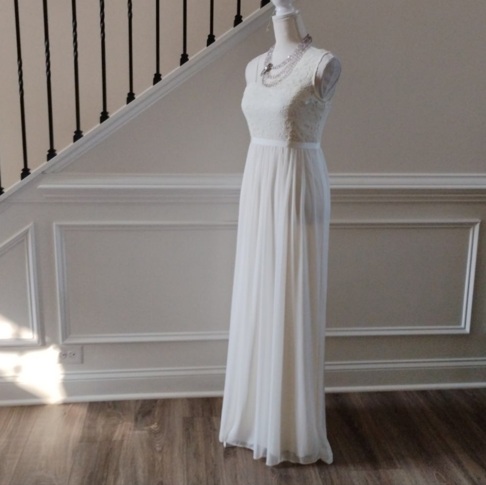 David's Bridal JB Ivory One Shoulder Dress Sz-16